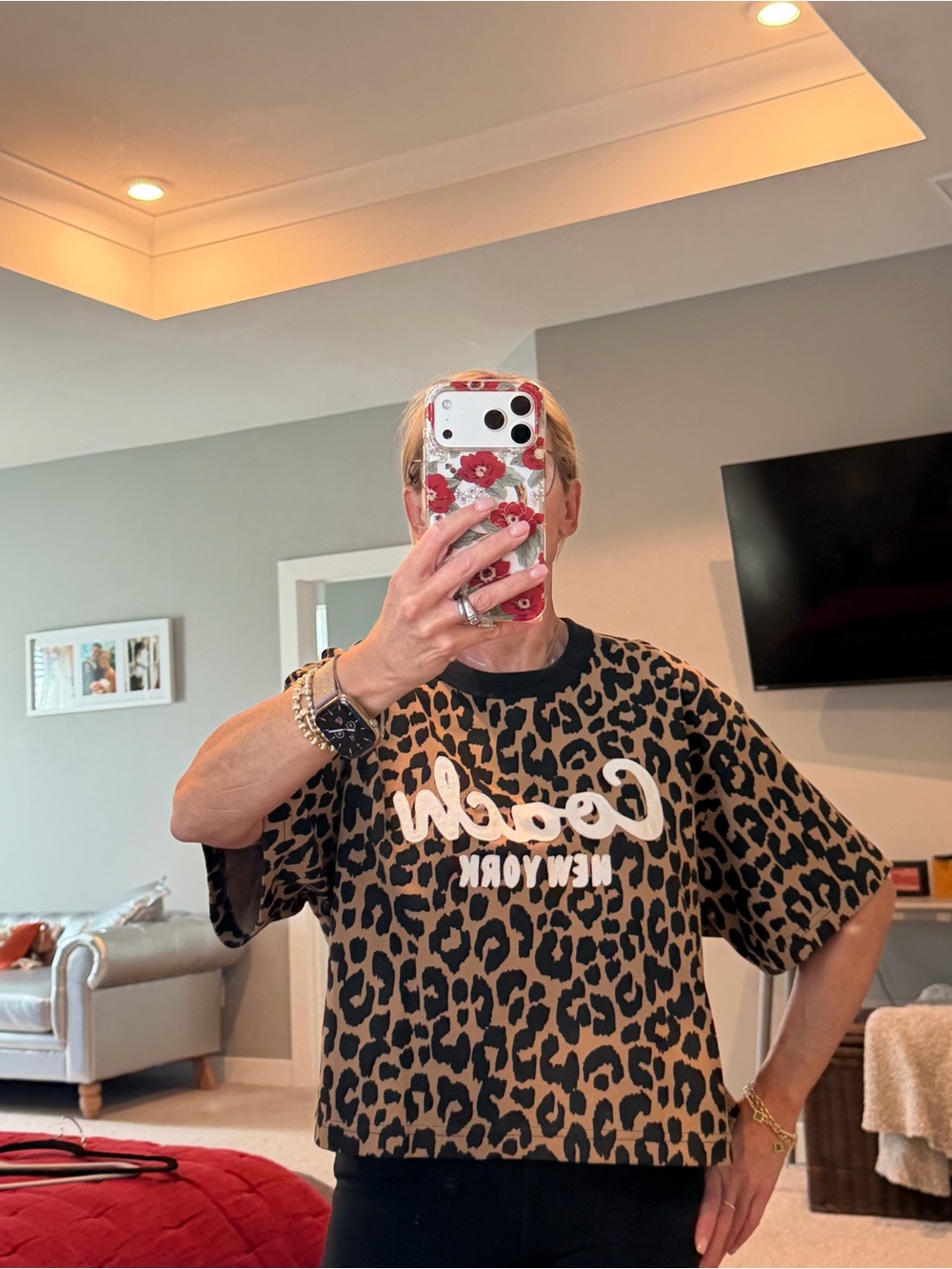 Coach Leopard Logo Tee - Black & Tan - Picture 7 of 8